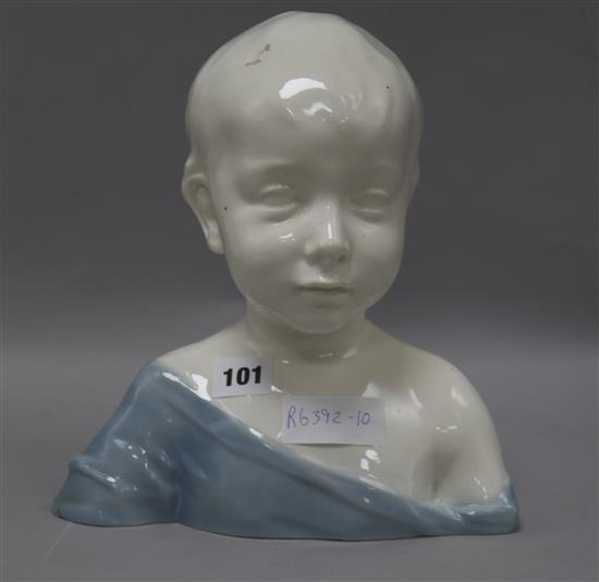After Desidero da Settignano. A Udrecht pottery bust of a little boy height 24cm